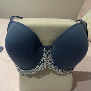 Wacoal Navy Blue Bra with White Lace
